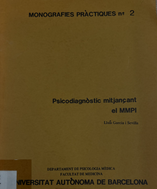 Psicodiagnòstic mitjançant el MMPI / Lluís García i Sevilla