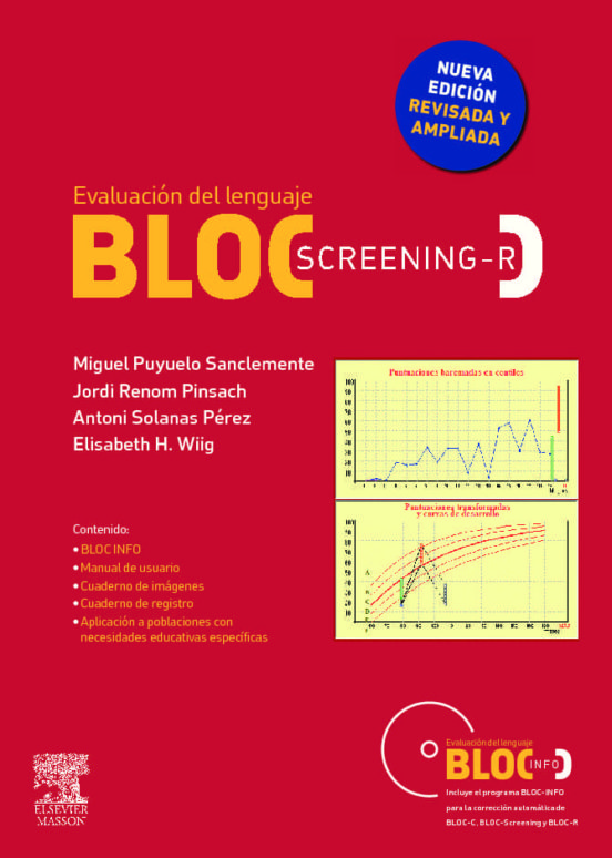 BLOC screening-SR : evaluación del lenguaje / Miguel Puyuelo Sanclemente, Jordi Renom Pinsach, Antoni Solanas Pérez ... [et al.]