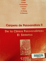 [1143] De la clínica psicoanalítica : el síntoma / J. Lacan, Porge, E., Chemama, [et al.]